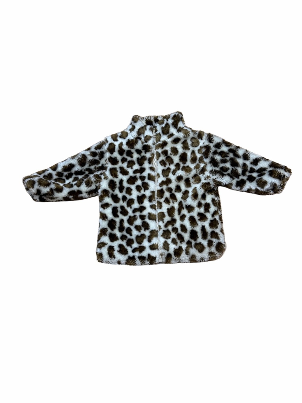 Vintage Y2K b.t. Kids Baby Girls 18M Leopard Cheetah Faux Fur Zip Jacket